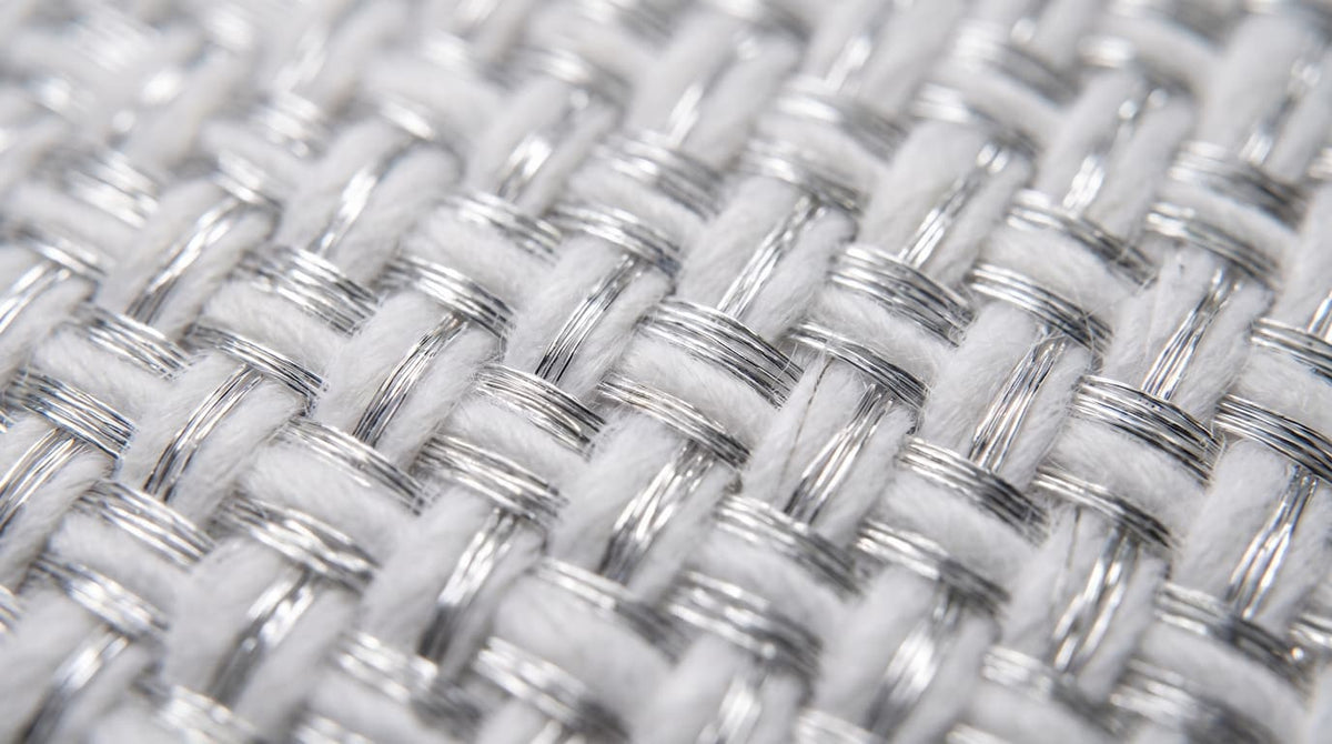 Close-up of the GroundRest weave: silver fiber through cotton
